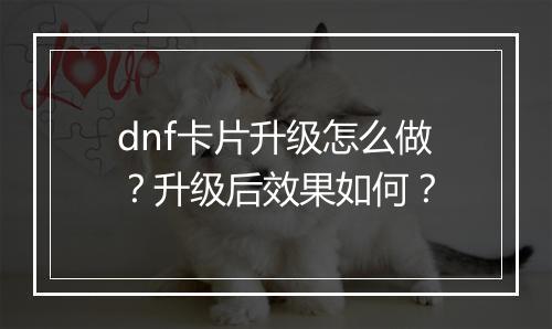 dnf卡片升级怎么做？升级后效果如何？