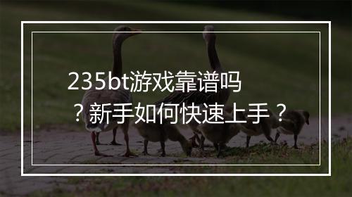 235bt游戏靠谱吗?新手如何快速上手?