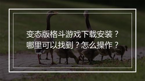 变态版格斗游戏下载安装?哪里可以找到?怎么操作?