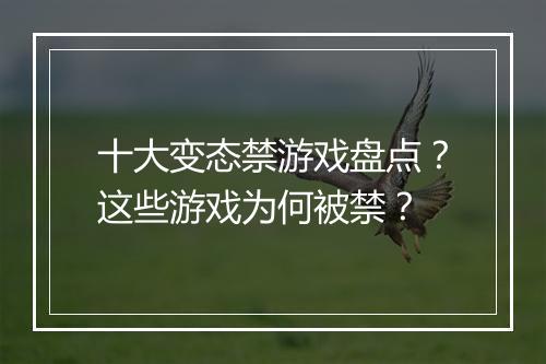 十大变态禁游戏盘点？这些游戏为何被禁？