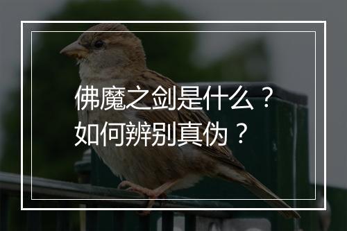 佛魔之剑是什么?如何辨别真伪?