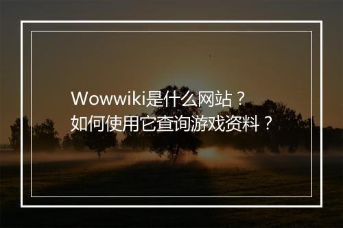 Wowwiki是什么网站？如何使用它查询游戏资料？