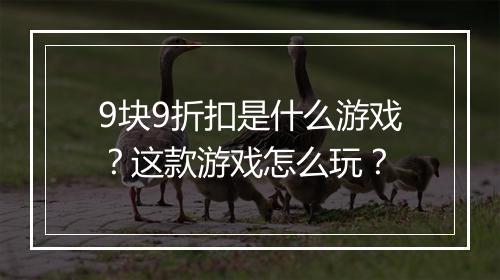 9块9折扣是什么游戏？这款游戏怎么玩？
