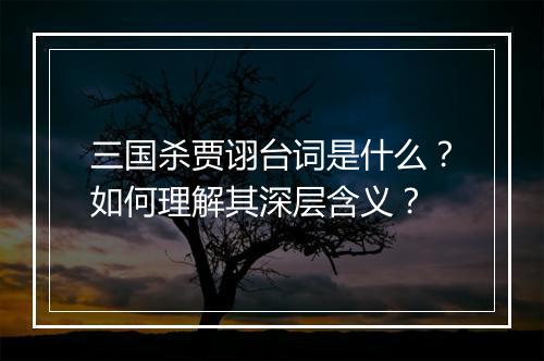 三国杀贾诩台词是什么？如何理解其深层含义？