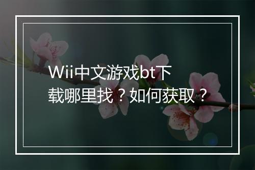 Wii中文游戏bt下载哪里找？如何获取？