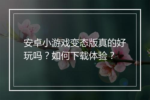 安卓小游戏变态版真的好玩吗？如何下载体验？