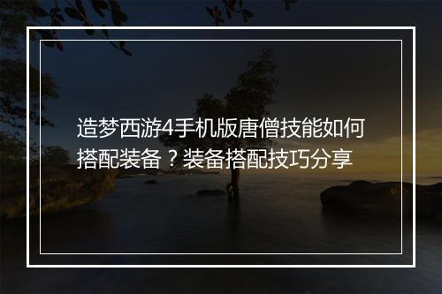造梦西游4手机版唐僧技能如何搭配装备？装备搭配技巧分享