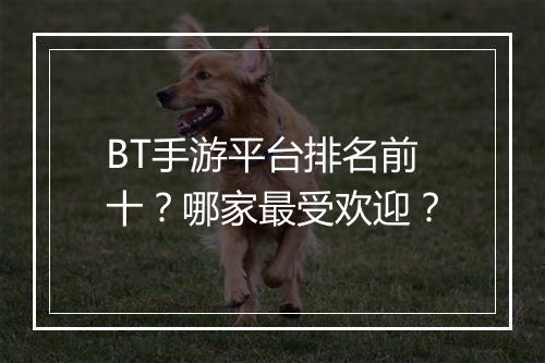 BT手游平台排名前十?哪家最受欢迎?