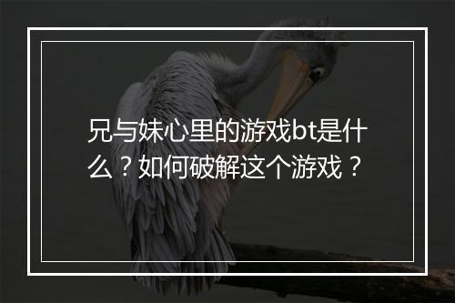 兄与妹心里的游戏bt是什么?如何破解这个游戏?