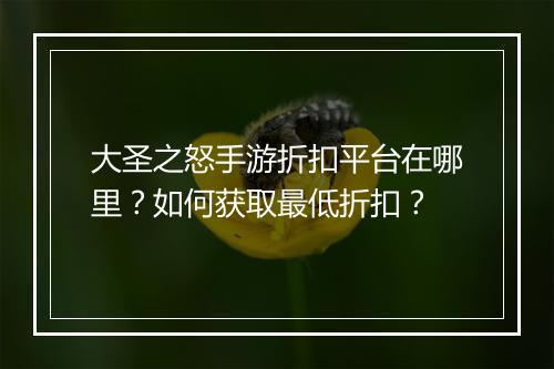 大圣之怒手游折扣平台在哪里?如何获取最低折扣?
