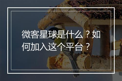 微客星球是什么？如何加入这个平台？