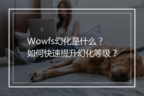 Wowfs幻化是什么?如何快速提升幻化等级?