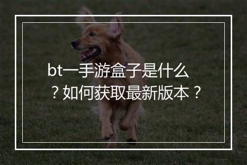 bt一手游盒子是什么？如何获取最新版本？