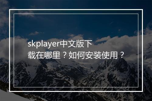 skplayer中文版下载在哪里？如何安装使用？