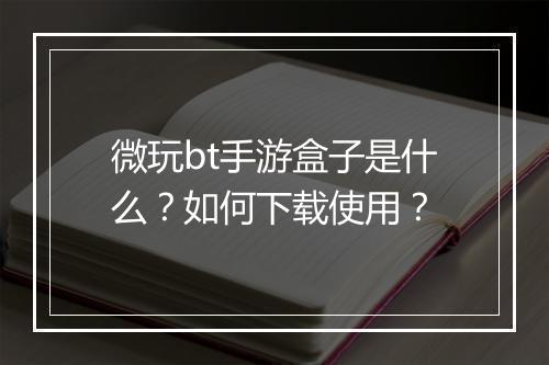 微玩bt手游盒子是什么？如何下载使用？