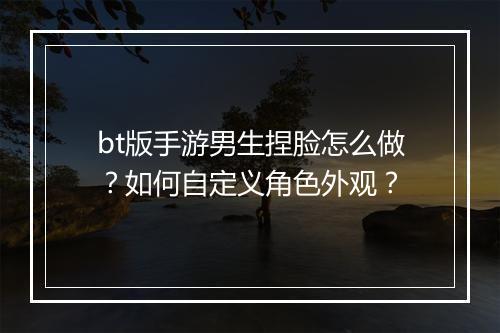 bt版手游男生捏脸怎么做？如何自定义角色外观？
