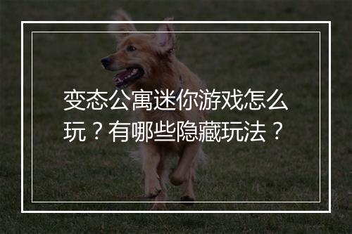 变态公寓迷你游戏怎么玩?有哪些隐藏玩法?