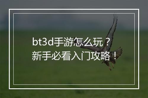 bt3d手游怎么玩？新手必看入门攻略！