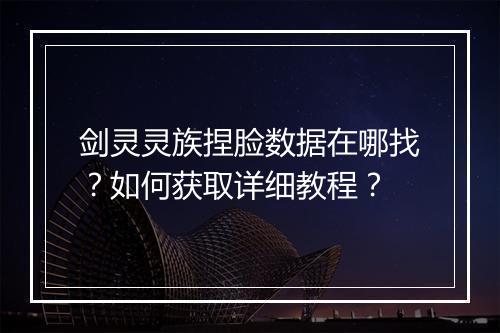剑灵灵族捏脸数据在哪找？如何获取详细教程？