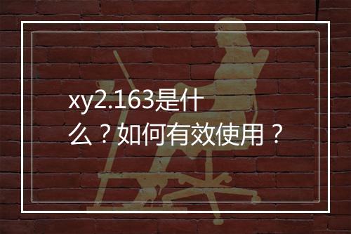 xy2.163是什么？如何有效使用？