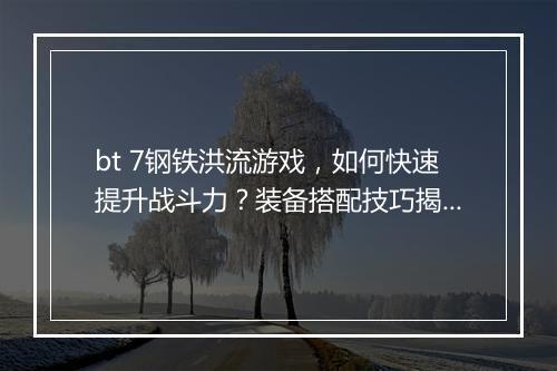 bt 7钢铁洪流游戏，如何快速提升战斗力？装备搭配技巧揭秘