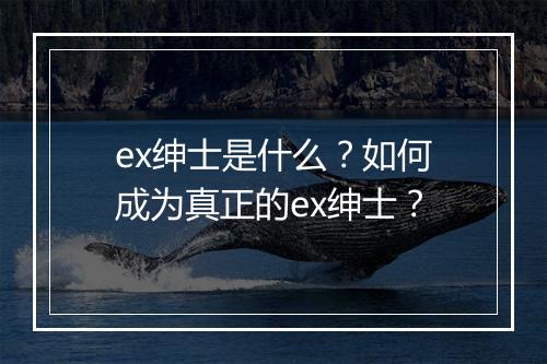 ex绅士是什么？如何成为真正的ex绅士？