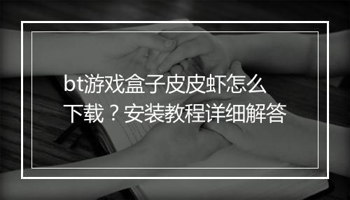 bt游戏盒子皮皮虾怎么下载?安装教程详细解答
