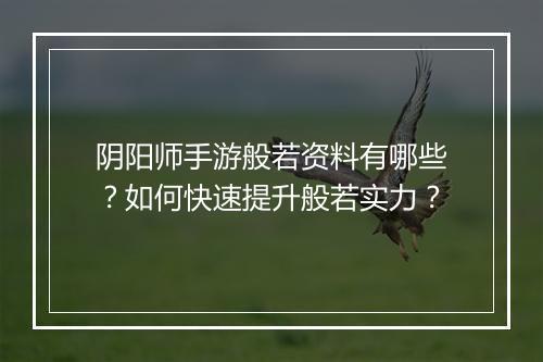 阴阳师手游般若资料有哪些？如何快速提升般若实力？