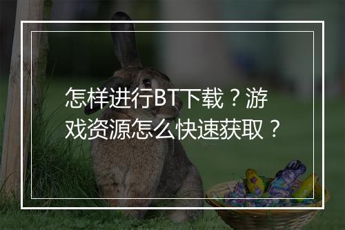 怎样进行BT下载?游戏资源怎么快速获取?