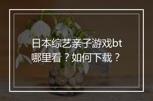 日本综艺亲子游戏bt哪里看？如何下载？