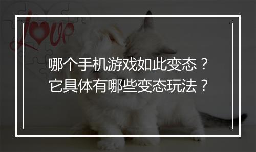 哪个手机游戏如此变态？它具体有哪些变态玩法？