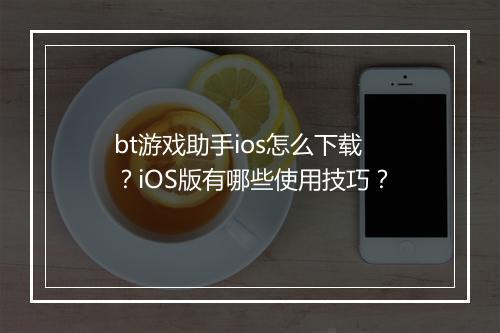 bt游戏助手ios怎么下载?iOS版有哪些使用技巧?