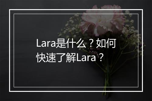 Lara是什么?如何快速了解Lara?