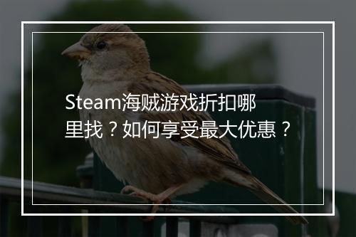 Steam海贼游戏折扣哪里找？如何享受最大优惠？
