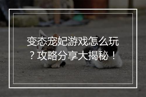 变态宠妃游戏怎么玩?攻略分享大揭秘!