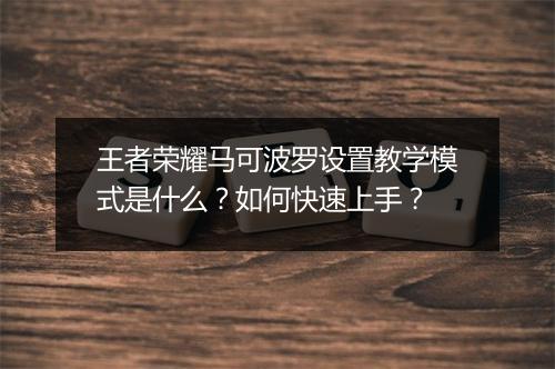 王者荣耀马可波罗设置教学模式是什么？如何快速上手？