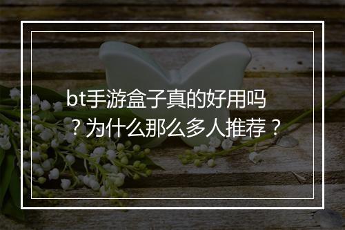 bt手游盒子真的好用吗？为什么那么多人推荐？