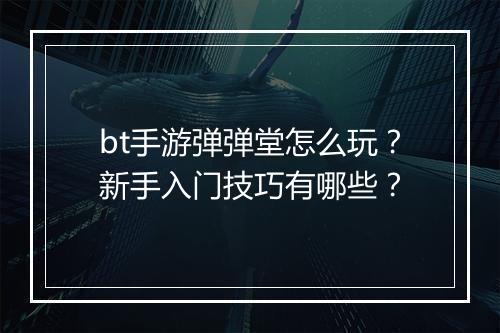 bt手游弹弹堂怎么玩？新手入门技巧有哪些？