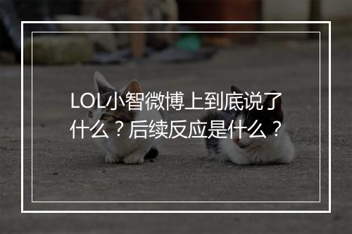LOL小智微博上到底说了什么?后续反应是什么?