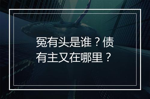 冤有头是谁？债有主又在哪里？