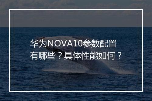 华为NOVA10参数配置有哪些？具体性能如何？