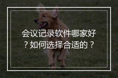 会议记录软件哪家好？如何选择合适的？
