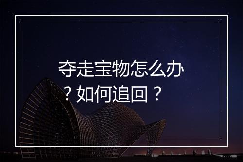 夺走宝物怎么办？如何追回？