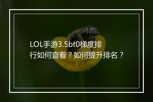 LOL手游3.5bt0梯度排行如何查看?如何提升排名?