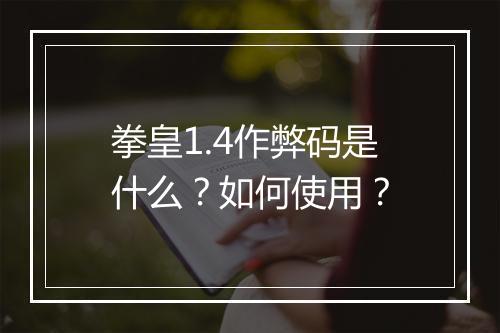 拳皇1.4作弊码是什么？如何使用？
