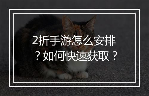 2折手游怎么安排？如何快速获取？