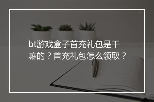bt游戏盒子首充礼包是干嘛的？首充礼包怎么领取？