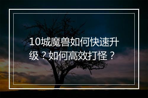 10城魔兽如何快速升级？如何高效打怪？