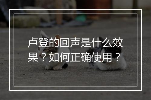 卢登的回声是什么效果？如何正确使用？