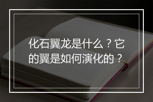 化石翼龙是什么？它的翼是如何演化的？
